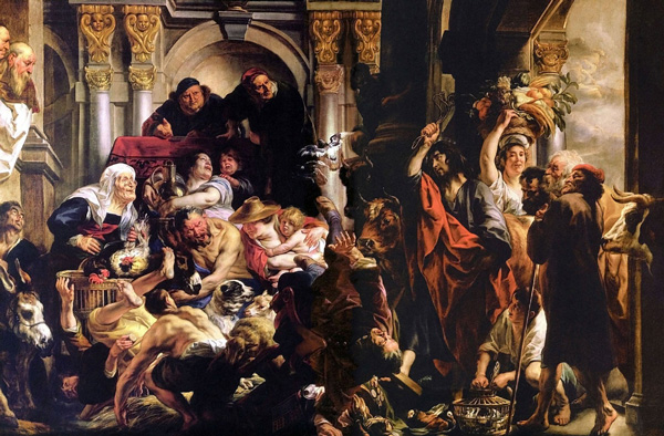 Christ Driving Merchants From Temple Jacob Jordaens 1650